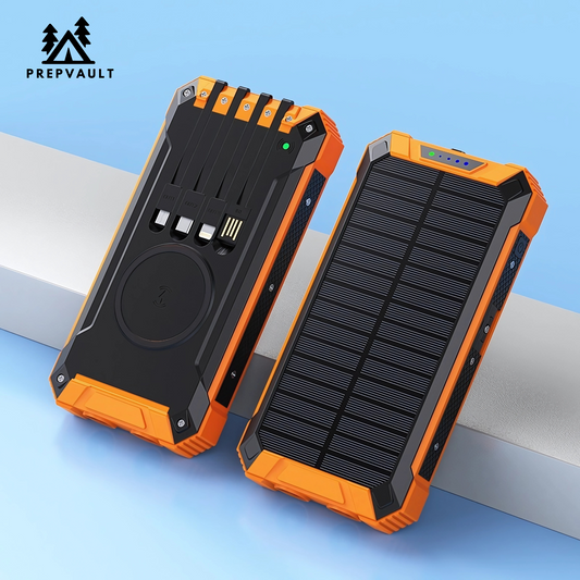 PrepVault™ Solar Power Bank (4 Cables Included)