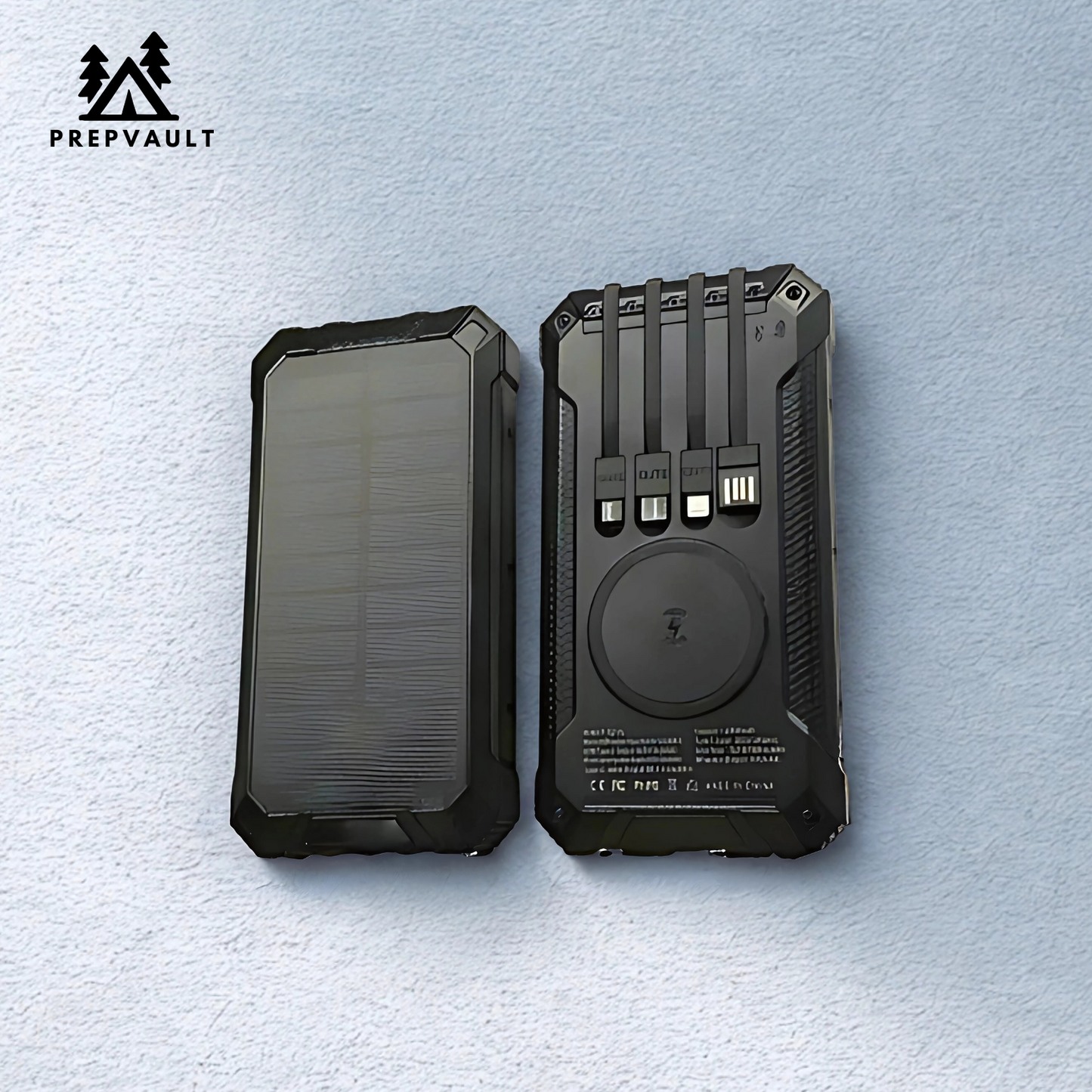 PrepVault™ Solar Power Bank (4 Cables Included)